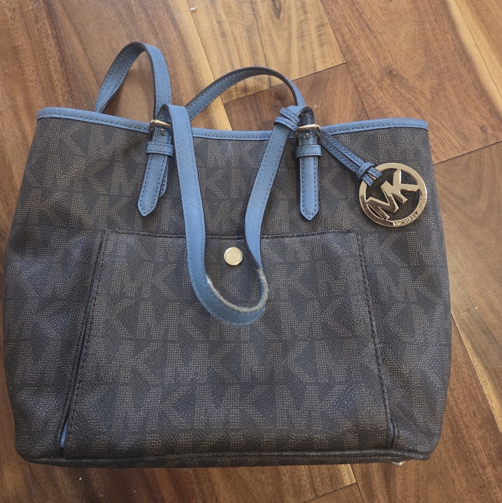 Michael Kors Blue and Brown Tote Bag